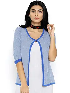 Style Quotient Women's Cotton Scoop Neck Shrug Sweater (AW17NOIWWASOPA_RB_Blue_M)