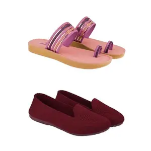 ZENWEAR Extra Soft Classic Casual wear with Flexibility Technology Heel Combo for Women's/Girl's(6145+2015)(8) Multicolor