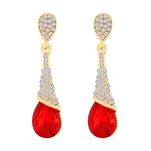 Amazon Brand - Nora Nico Gold Plated Red Stone Studded CZ American Diamond Earring for Women (2707R)