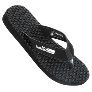 WALKAROO WH3950 Womens Orthopaedic Regular use Slippers for Indoor and Outdoor - Black