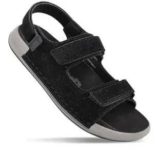 WALKAROO Men's Adjustable Straps with Hook and loop Comfort Sandals - WGP58013 Black