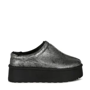 London Rag Faux Leather Platform Classic Slip-On Black