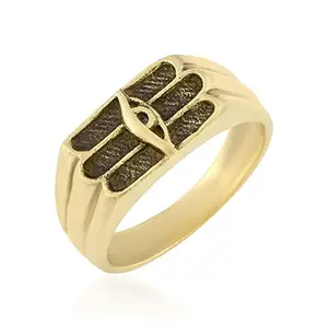 Memoir Brass Micron Gold plated Heavy Shiva Third Eye Trinetra Tripund design Spiritual finger ring Men (ORGS5939)