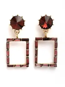 KARATCART Gold-Plated Contemporary Brown Drop Earrings for Women (33038548)