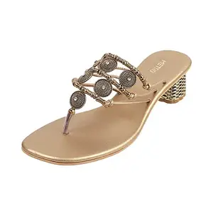 Metro Women Antic Gold Synthetic Sandals, EU/39 UK/6 (35-183)