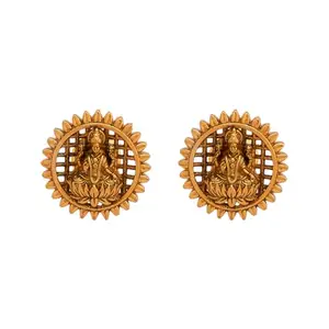 Kushal's Fashion Jewellery Oxidised Gold Plated Casual 92.5 Pure Silver Temple Earring - 412740
