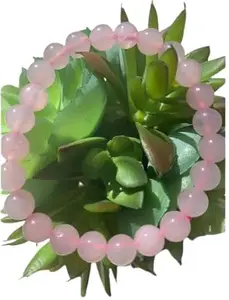 ManakGems Rose Quartz Bracelet Reiki Crystal Healing Balance 7 Chakra Positive Energy पिंक क्वार्ट्ज ब्रैसलेट Good Luck Wristband Pink Beads Bracelet for Women Men & Girls Gifting