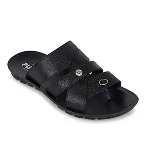 PU-SPM Men's Casual Daily Sandals and Floaters (Black,Size: 9)