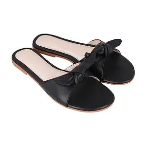 AM WOMAN'S FLAT FASHION FLIP-FLOP SLIPPERS 802 - BLACK (numeric_8)
