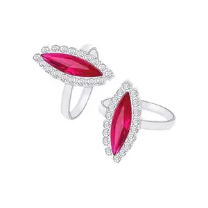 SILVER SHINE Toe Rings for Women Traditional Pink Color Oxidized Toe Rings Set Bichiya for women