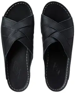 Woodland Women's Black LEATHER slipper-6 UK (39EURO) (JF 219)