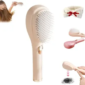Retractable Hair Brush with Self-Cleaning Bristles - Ergonomic Handle, Anti-Static, Telescopic Design for All Hair Types and Wigs, One-Click Cleaning Hair Comb for Women and Men (102)
