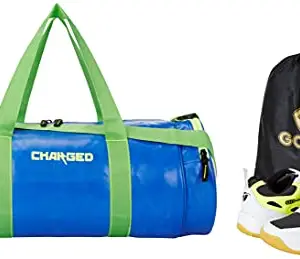 Charged Sports Bag Artize Blue With Gowin Court Shoe Staunch White Grey Lime Size 7