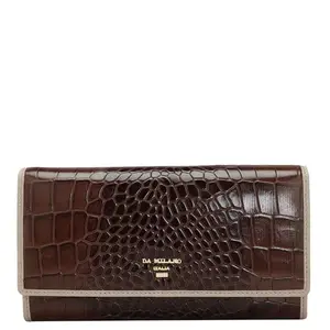 Da Milano Genuine Leather Brown Flap Womens Wallet (10017E)