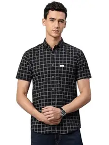 Majestic Man Slim Fit Pure Cotton Half Sleeve Checked Casual Shirt