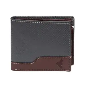 Fustaan Men Grey Casual Genuine Leather Bi-fold Wallet