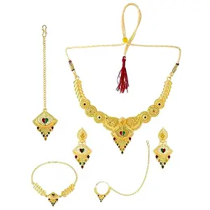 Yellow Chimes Jewellery Set for Women and Girls One Gram Gold Jewellery Set for Women | Gold Plated Bridal Choker Necklace Set | Birthday Gift for Girls & Women Anniversary Gift for Wife