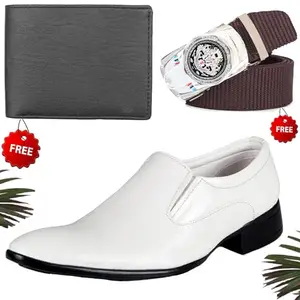 Vitoria Men's Attractive PU Formal/Party Shoes | Shoes Combo with Free Wallet & Belt | Stylish & Comfortable | Ideal for Office, Casual Outings, Parties (5666_VTOR-BLK-2004) (Multicolor)(Size: 6UK)