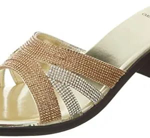 Carlton London Women's Gold Heeled Sandal-5 Kids UK (CLL-6078)