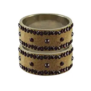Vidhya Kangan Dark Cream Stone Stud Brass Bangle (ban12676-2.8)
