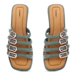 CASSIEY Women's Multi-Strap Buckle Flat Sandals