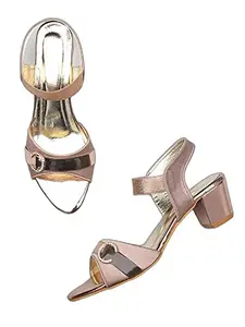WalkTrendy Womens Synthetic Rosegold Sandals With Heels - 4 UK (Wtwhs351_Rosegold_37)