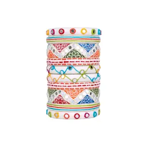 Taasha Craft Rangloi Navratri colourfull handcrafted Bangles, Handcrafted Cotton Thread Bangle Set forWomen & Girls Size 2.4 Set of (10 Bangles)