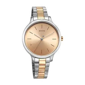 Sonata Play Quartz Analog Rose Gold Dial Two Toned Rose Gold & Silver Stainless Steel Strap Watch for Women - NT87050KM01