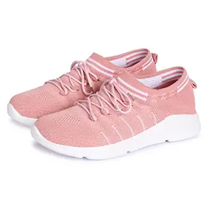 AVNCLAN Girl's Walking Running Training & Gym Lightweight Comfortable Shoes for Women's & Girl's R3-Peach-36