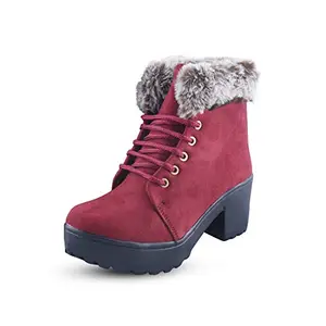 FASHIMO Stylish Furr Red Boots For Women And Girls 285-Cherry-40