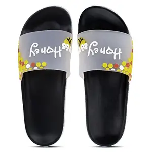 Pampy Angel Honey Beees Women's Flip Flops Slides Back Open Household Comfortable Slippers Black,36 (Euro)