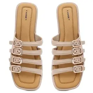 CASSIEY Women's Multi-Strap Buckle Flat Sandals