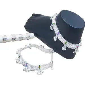 BR Ornaments Allure Chunky Bell Anklet With Multi-color Midi Toe Ring | Chutki| For Women and Girls (Pack of 2)