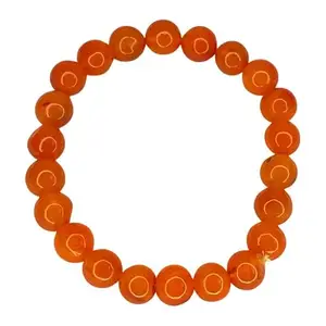 AADVIK CRYSTALS Carnelian Bracelet | Natural 8mm Beads | Fertility, Creativity, Success | Stretch Stone Bracelet for Mens & Women | Healed and energized by Master healer