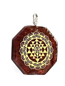 ASTROGHAR Shri yantra Laxmi Yantra Red Jasper Crystal Chips Orgone pendant For Men And Women