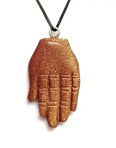 ASTROGHAR Red Gold Stone Sand Stone Hamsa Hand God hand Shaped Crystal Prosperity Pendant For Men And Women