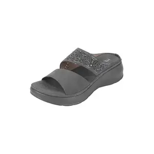 Metro Women's Grey Synthetic Stylish Slides Sandal UK/4 EU/37 (44-223)