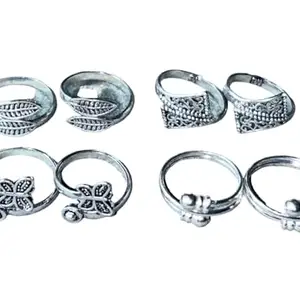 PV JEWELS Women & Girls Metal Fancy Glossy finish Toe Ring Adjustable Bichiya/Leg Finger Ring_Combo_4 (A_C_P_110813_Silver)