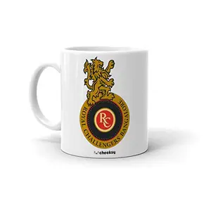 cheeksy Royal Challengers Bangalore Printed Coffee Tea Milk Mug 300 ml | Gift for Couple | Daughter | Birthday | Friends | Sister | Brother | Kids | Valentine Day | Funky | Set of 1