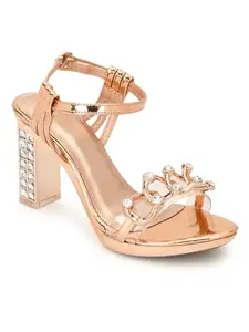 TRUFFLE COLLECTION Women's G08577 Rose Gold Patent Leather Fashion Sandals - UK 3