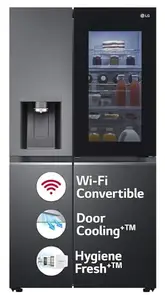 LG 630 L Frost-Free Inverter Wi-Fi InstaView Door-In-Door Side-By-Side Refrigerator with Ice and Water Dispenser (GL-X257AMC3, Matte Black, Door Cooling+ with Hygiene Fresh+)