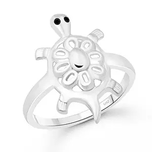 Vighnaharta Cute Flory Turtle Rhodium Plated Alloy Fashion Ring for Women and Girls - [VFJ1329FRR9]