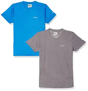Charged Active-001 Camo Jacquard Round Neck Sports T-Shirt Light-Grey Size Small And Charged Energy-004 Interlock Knit Hexagon Emboss Round Neck Sports T-Shirt Scuba Size Small