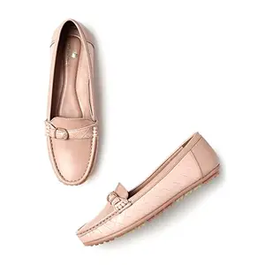 Marc Loire Women Soft Comfortable Flat Heeled Loafers for Casual & Office Wear (Onion, Numeric_5)