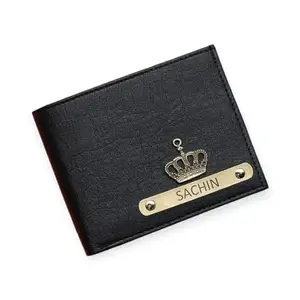 NAVYA ROYAL ART Leather Wallet for Men and Boys Customized Wallet Customise Gifts for Men | Personalized Wallet with Name & Charm Purse - Black