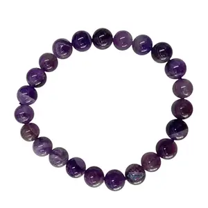 PRIYANSH CRYSTAL Unisex Natural Bracelet Chakra Balancing Healing Stone Stretchable for Wealth, Success, Grounding Energy, Protection, Prosperity & Clarity (Amethyst Healing Bracelet)