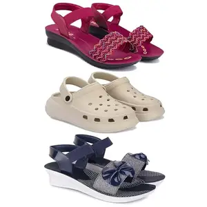 Women's Comfortable Sandal,Casual Lightweight Sandal for Everyday Wear | (COMBO-3)-1934-OO1-1972-6-EURO-37