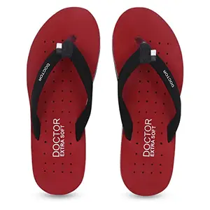 DOCTOR EXTRA SOFT House Slipper for Women's Care Dr Orthopaedic Super Comfort Fitting Flat Cushion Chappal Flip-Flop for Ladies and Girl’s D-19-MAROON-5 UK