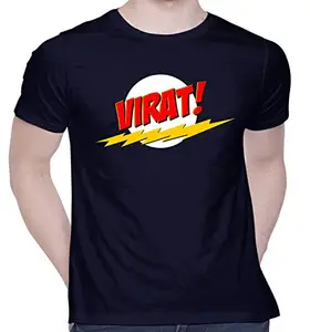 CreativiT Graphic Printed T-Shirt for Unisex Virat Kohli Tshirt | Casual Half Sleeve Round Neck T-Shirt | 100% Cotton | D00131-2_Navy Blue_XX-Large