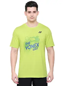 Yonex 1155-30 Polyester Badminton Mens Round Neck T- Shirt, Small (Lime Punch)